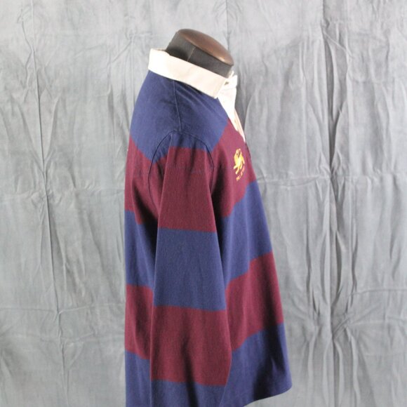 Vintage Polo Rugby Jersey - Blue and Maroon Striped - Men's Medium - Picture 10 of 11